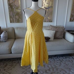 Gorgeous and adorable  Venus Canary Yellow Polka Dot Halter Dress